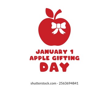 Apple Gifting Day. January 1. White background. Flat design vector. Eps 10.