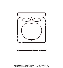 Apple in glass jar thin line icon. Mbe minimalism style