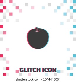 Apple  glitch effect vector icon.