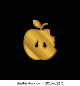 Apple gold plated metalic icon or logo vector