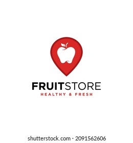 Apple GPS Pin Position, Local Fruit Market Store Navigation Map vector logo design