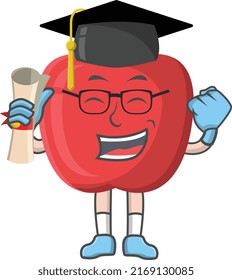 Apple graduation design character, design vector illustrator, character design on white background.