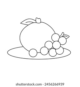 apple and grape coloring sheet for kids