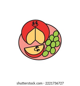 Apple and Grape vector illustration on white background. Suitable for food, fruits and vegetables content design