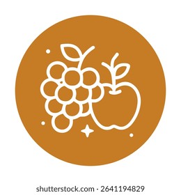 Apple and grapes fruit delight. Icon symbol illustration