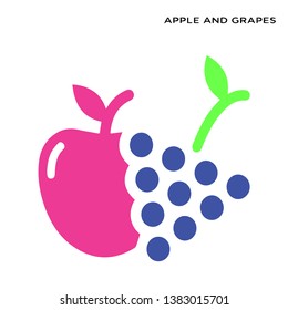 apple & grapes icon white background simple element illustration food concept symbol design