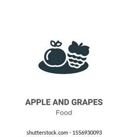 Apple and grapes vector icon on white background. Flat vector apple and grapes icon symbol sign from modern food collection for mobile concept and web apps design.