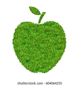 Apple from grass isolated on white background