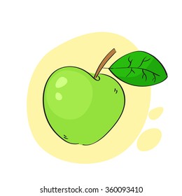 Apple green fruit drawing vector illustration