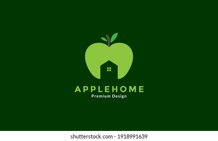 apple green with home shape logo design vector icon symbol illustration