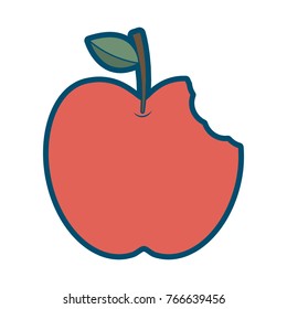 apple with green leaf and bite food