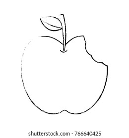 apple with green leaf and bite food