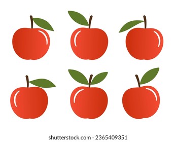 Apple with green leaves icon logo isolated on white background vector illustration.
