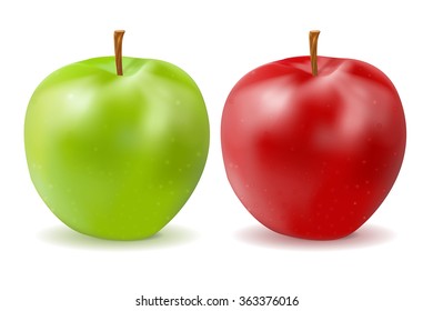 Apple. Green and red. Vector illustration isolated on white background.
