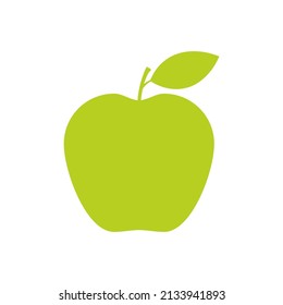 Apple green silhouette icon. Vector isolated on white.