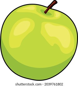 apple green simple illustration on white isolated with black outline icon comic