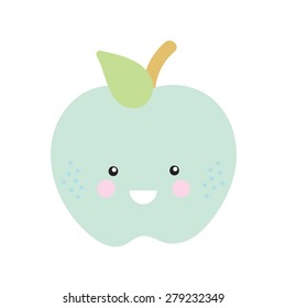 Apple green sweet fruit vector illustration food