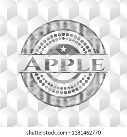 Apple grey badge with geometric cube white background