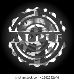 Apple grey camouflage emblem