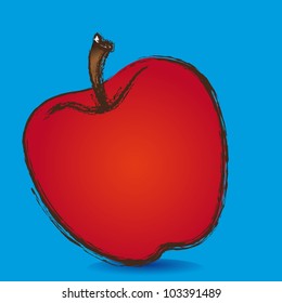 apple grunge blue background, vector illustration