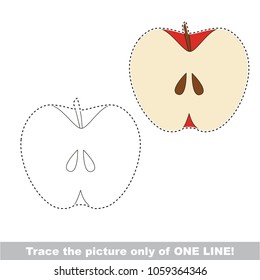 Apple Half to be traced only of one line, the tracing educational game to preschool kids with easy game level, the colorful and colorless version.