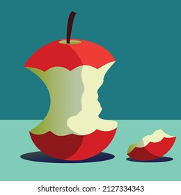 Apple Half bitten and Eaten Apple