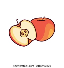 Apple and half color line icon. Pictogram for web page, mobile app, promo.