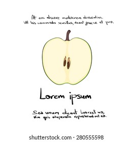 Apple Half Cut Hand Draw Logo Color Icon Vector Illustration