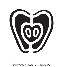 Apfelhälfte doodle Symbol handgezeichnet im flachen Stil