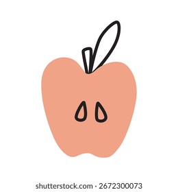 Manzana medio doodle icono dibujado a mano en un estilo minimalista moderno