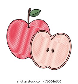 apple and half fruit natural food fresh