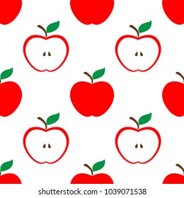 Apple and half red seamless pattern background