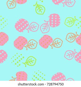 Apple halftone  seamless pattern. Hand drawn.