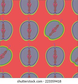 Apple halves in a seamless repeating pattern, with a contemporary palette (vector) (jpg available)