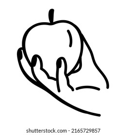 Ein Apfel in der Hand, Doodle-Symbol