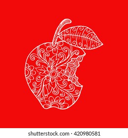 Apple. Hand Drawn Decorative Fruit. 