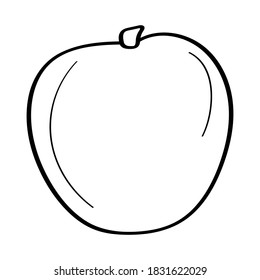 Apple. Hand drawn doodle icon. Vector black and white illustration isolated on white background. Decoration for greeting cards, posters, patches, prints for clothes, emblems.