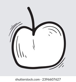 apple hand drawn with doodle style illustration.