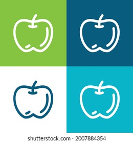 Esbozo de fruta de mano de Apple Plano de cuatro colores conjunto de iconos mínimo