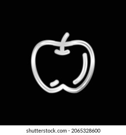 Apple Hand Drawn Fruit Outline silver plated metallic icon