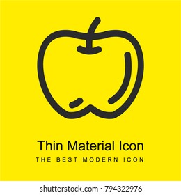Apple hand drawn fruit outline bright yellow material minimal icon or logo design