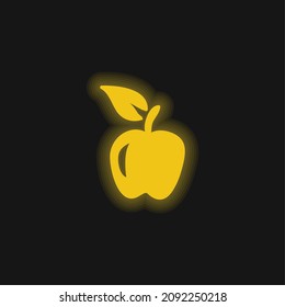 Apfelhandgezeichnet Fruchtgelbes leuchtendes Neonsymbol