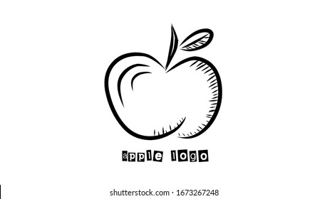 Apple Hand Drawn Logo Design Concept Template