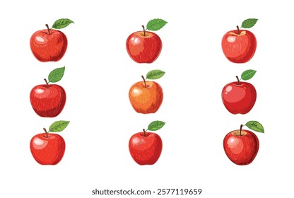 apple hand drawn with nine style