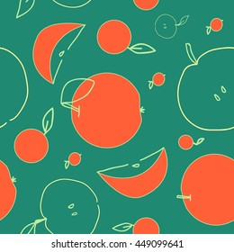 Apple hand drawn seamless pattern. Vector illustration.