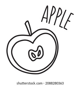 Apple hand drawn with thin line isolated on white background