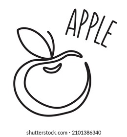 Apple hand drawn with thin line isolated on white background