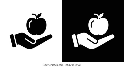 Apple em conceito de ícone de mão, ilustração vetorial