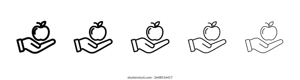 Apple in Hand Icon gefüllte flache Schild Konzept für Web-Design.