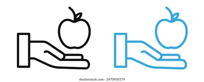 Apple in Hand Icon Representing Fresh and Healthy Fruit Options